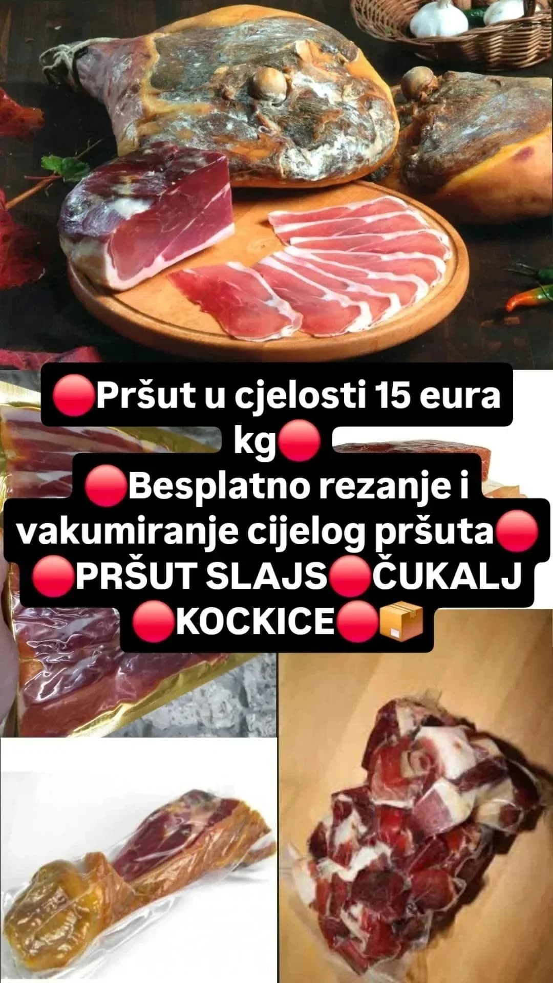 Njeguški pršut 15 eura kg