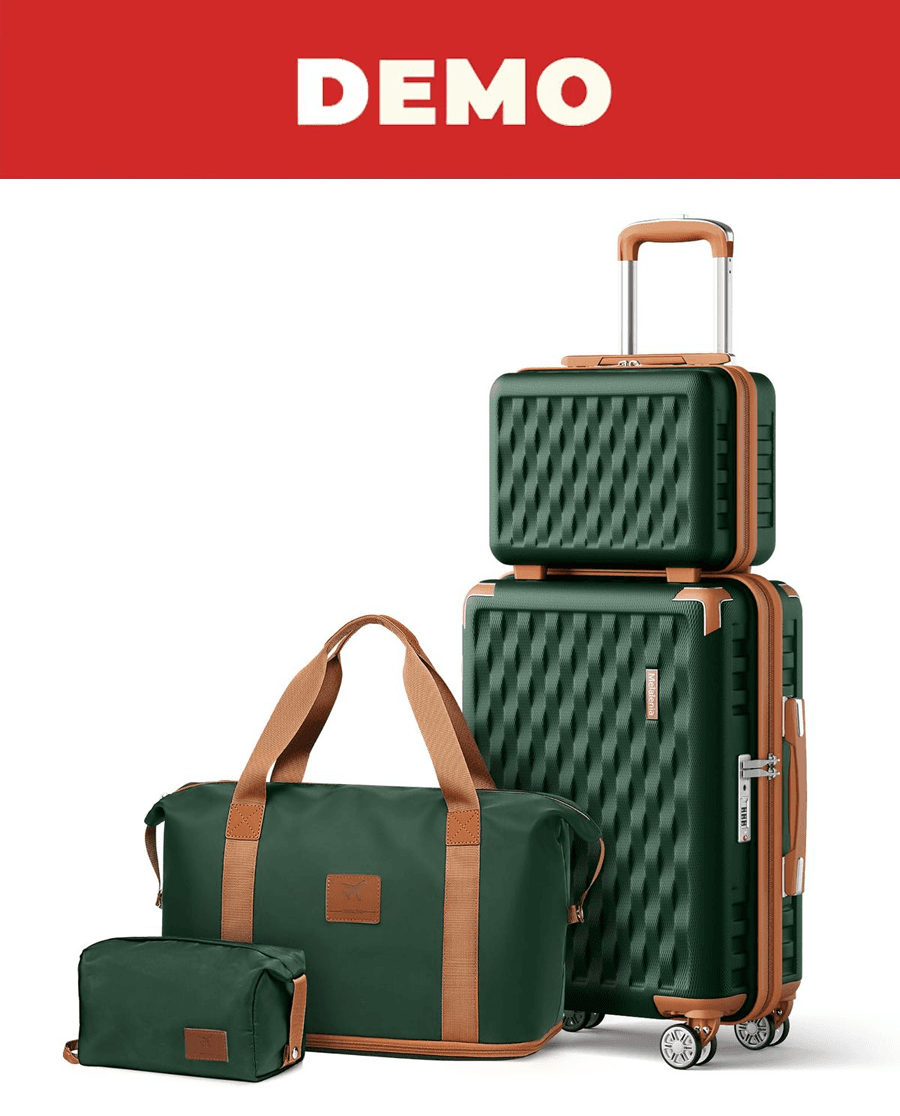 Premium set putnih kofera i torbi u zelenoj boji